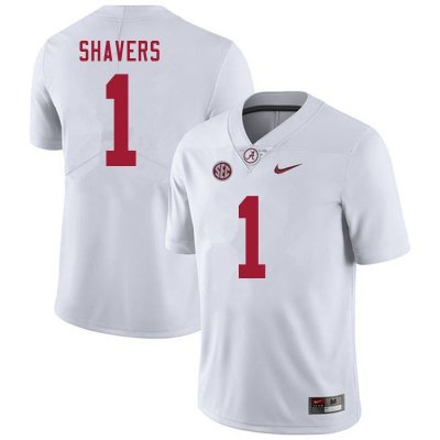 NCAA Men's Alabama Crimson Tide #1 Tyrell Shavers Stitched College 2020 Nike Authentic White Football Jersey QH17K72KK